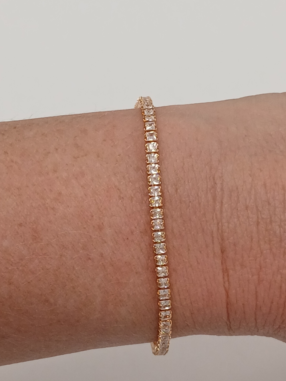 New! Pretty Bird 18k Gold Plated Mini Tennis Bracelet with Clear CZs 6.5-7.25"